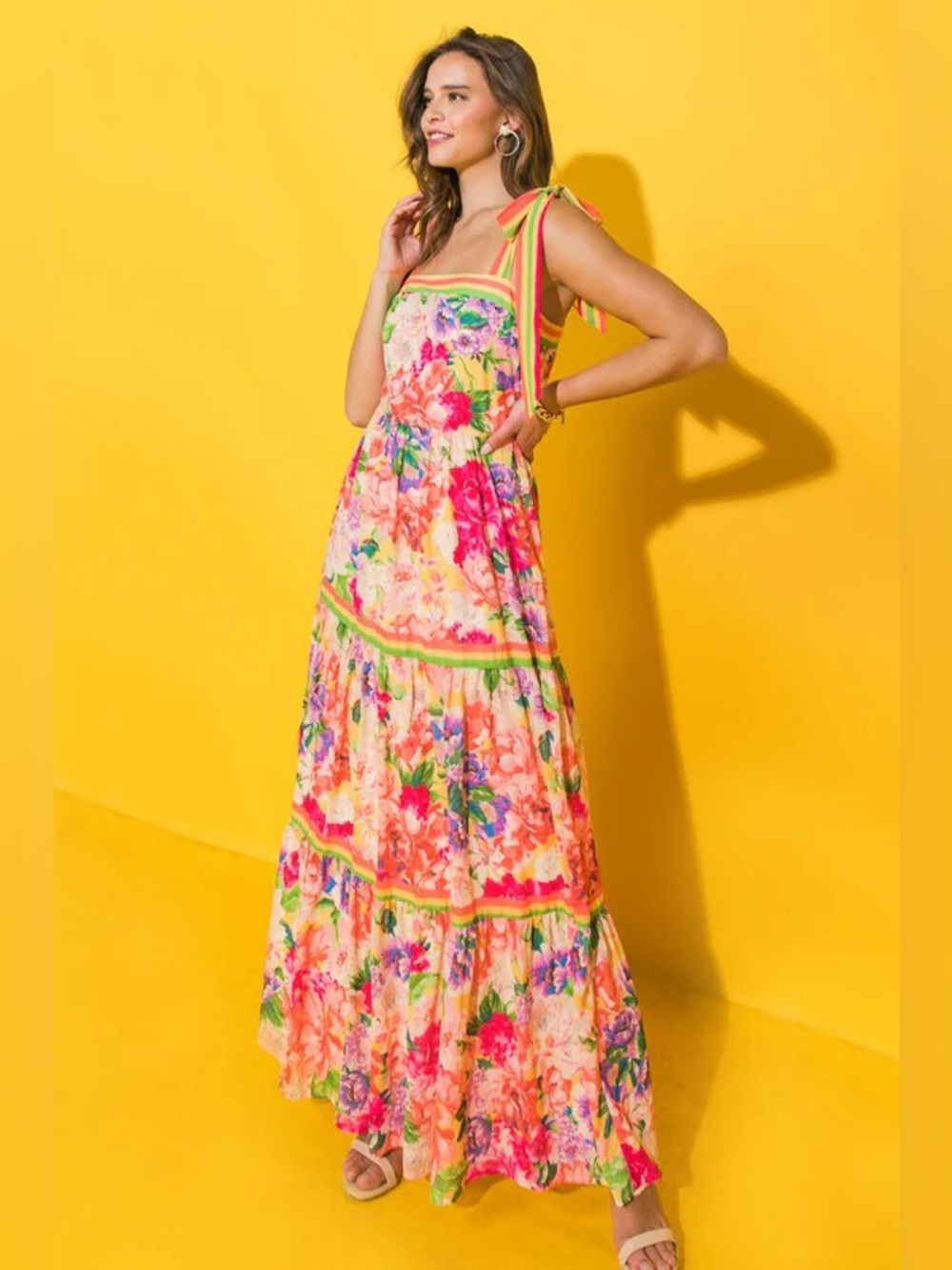 Flying Tomato Botanical Floral Maxi Dress Cottagecore Garden Party Wedding Boho